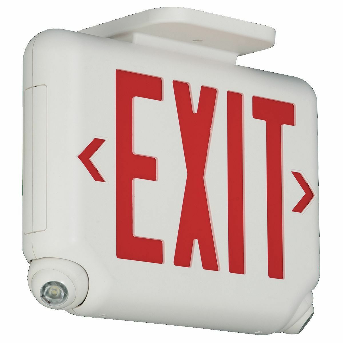 EVCUGW Architectural Combination Universal Face Exit/Emergency Light, 10 W Fixture, 120 to 277 V AC, White Housing, EXIT Legend