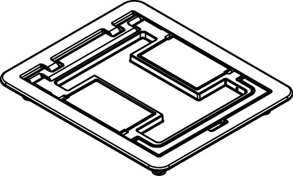 Cover Assembly, Cut-Out Top Triple Service, Series: FloorPort™, 7-3/4 in Length, 6-1/2 in Width, 3/4 in D, Flanged Cover, Ceiling Mount, 1000 lb, Die Cast Aluminum, Brass
