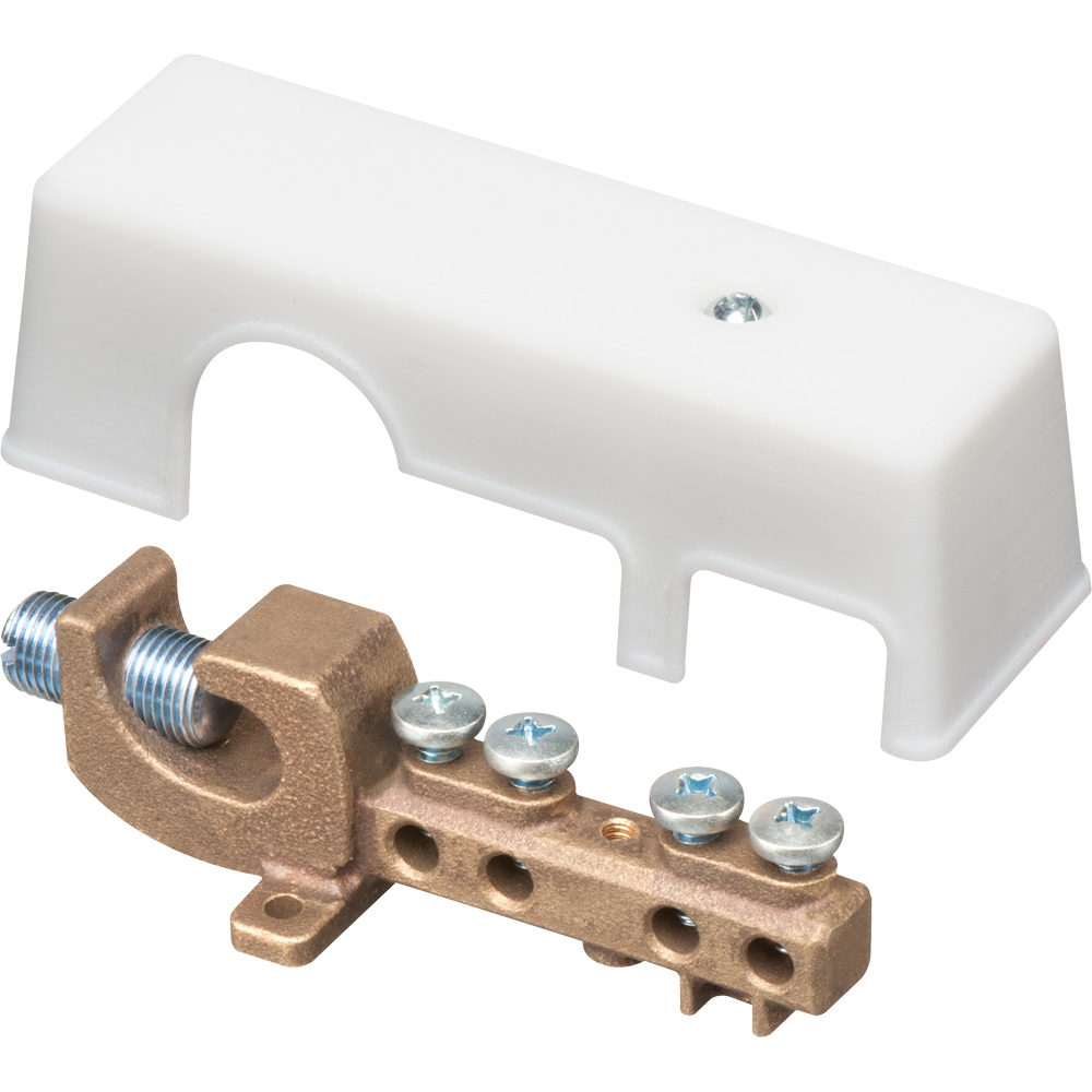 GBB5250 Intersystem Grounding Bridge With White Cover, 0.935 in L x 4.325 in W, 4 Holes, Bronze/Plastic