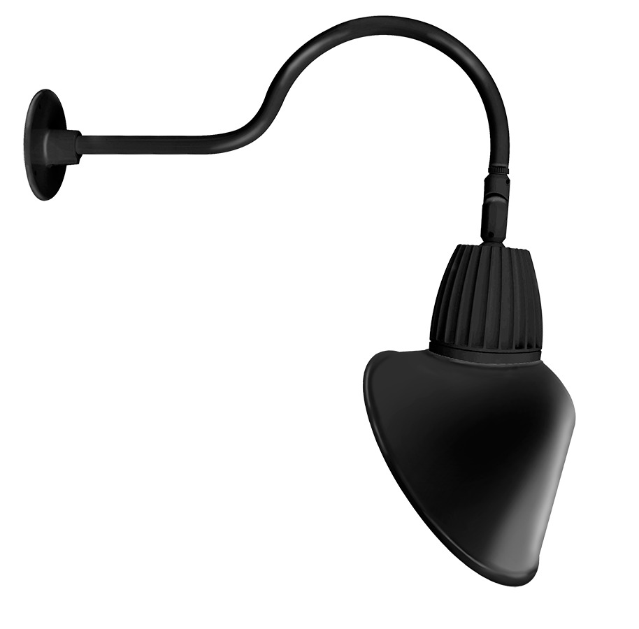 GN1LED13YACB Gooseneck Decorative Light Fixture With 24 in Style 1 Goose Arm, (1) Lamp, 16 W Fixture, 120/208/240/277 V AC, Black Housing