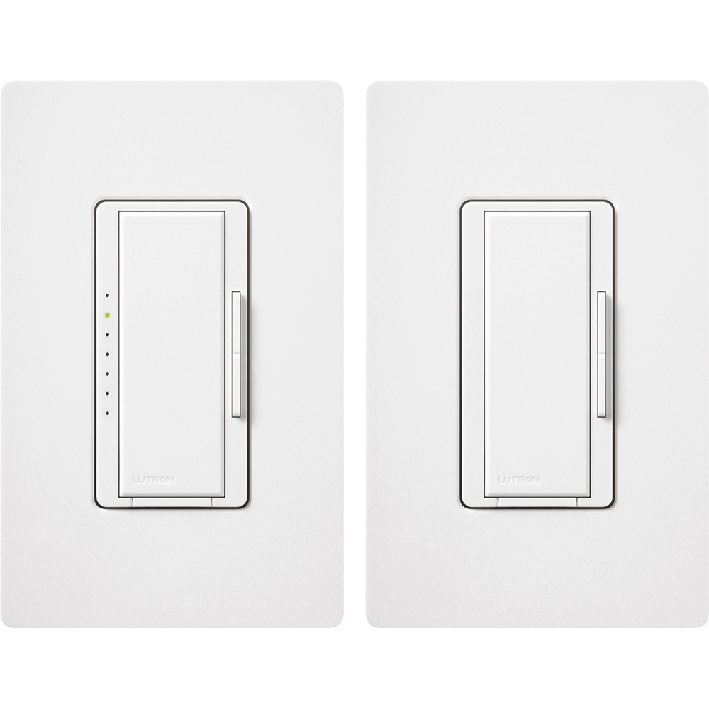 MACL-153M-RHW-WH Maestro LED+ Dimmer Switch and Companion Dimmer, 3-Way Kit, 150W LED, No Neutral Required, 120V, White