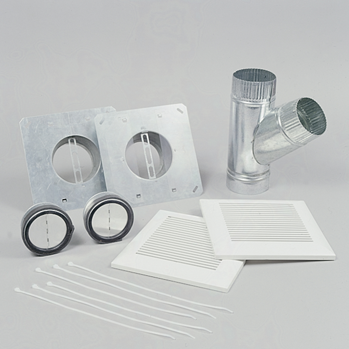 PC-NLF04D WhisperLine Fan Installation Kit, For Use With Fan, 4 in Dia Duct, 12 Clamp, Aluminum/Galvanized Steel/Polypropylene, White