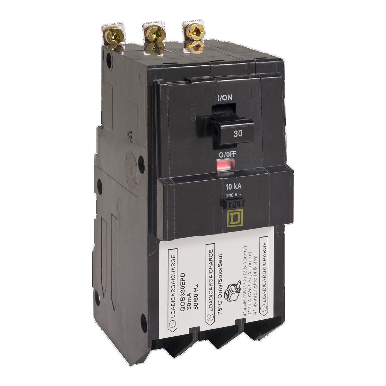 QOB330EPD Miniature Circuit Breaker, 30 Amp, 3 Pole, 240V