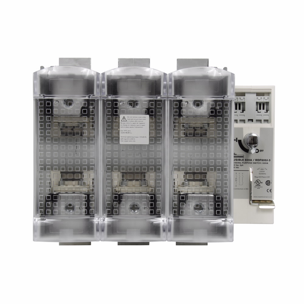 RDF600J-3 Class J Fused Standard Rotary Disconnect Switch, 600 V AC/DC, 600 A, 200 hp, 500 hp, 3 Poles