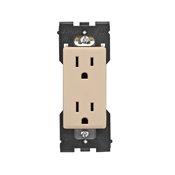 RER15-DT Renu Self Grounding Tamper Resistant Receptacle, 125 V AC, 15 A, Dapper Tan