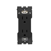 RER15-OB Renu Duplex Self-Grounding Tamper Resistant Straight Blade Receptacle, 125 V AC, 15 A, Onyx Black