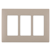 REWP3-CA Renu Screwless Wall Plate, 3 Gangs, Polymer, Cafe Latte