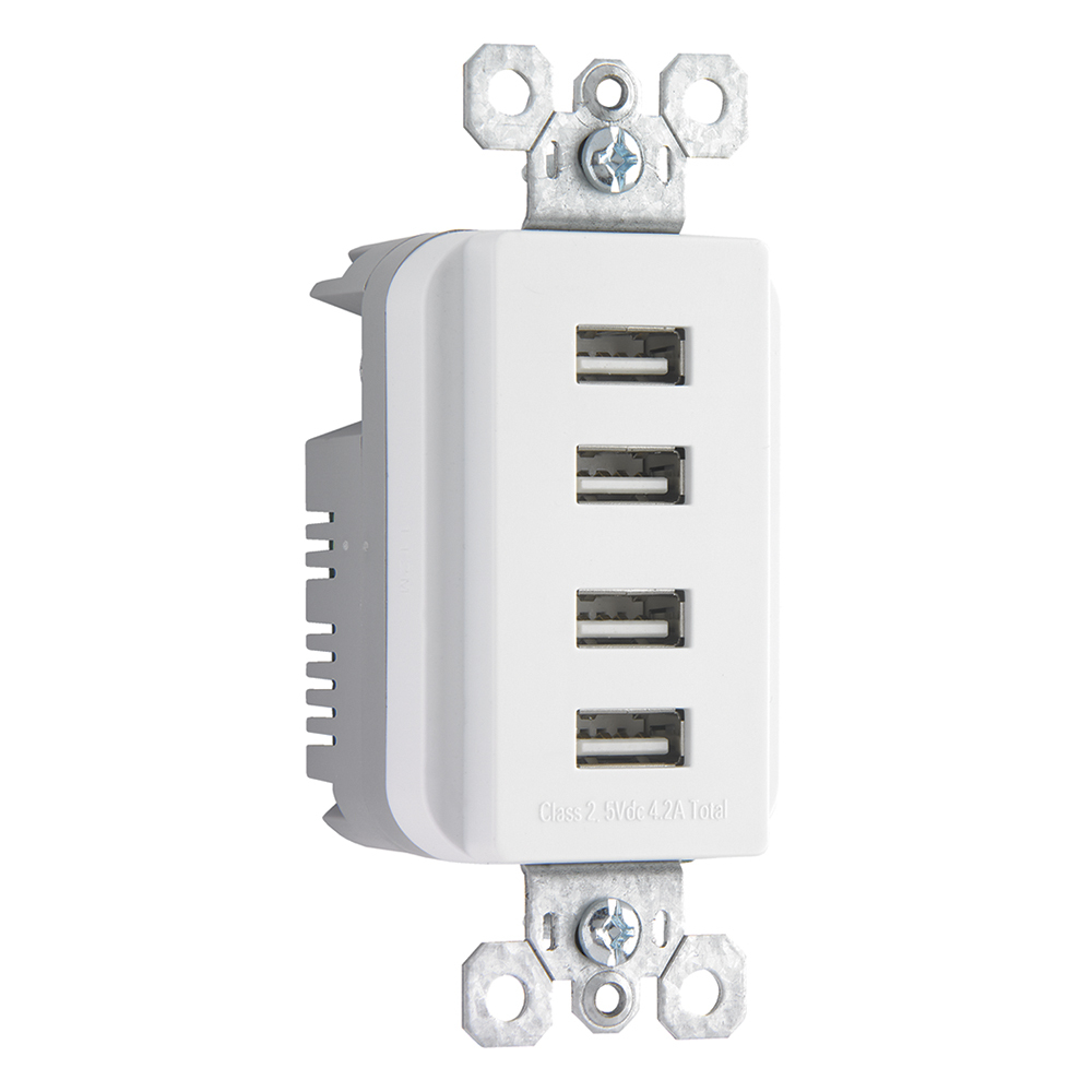 TM8USB4WCC6 radiant Quad USB Charger, White