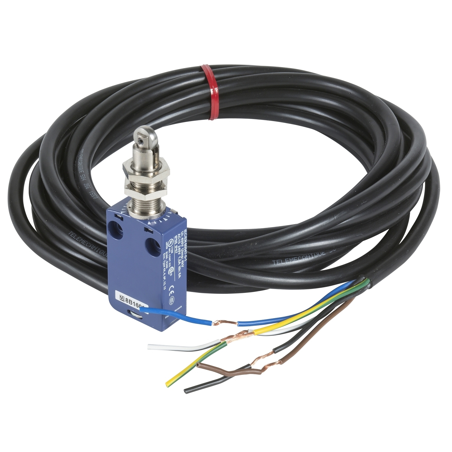 XCMD21F2L2 OsiSense XC Standard Format Fixed Limit Switch, 240 V AC, 5 A, Spring Return Roller Plunger Actuator, 1NO-1NC Contact, 2 Poles