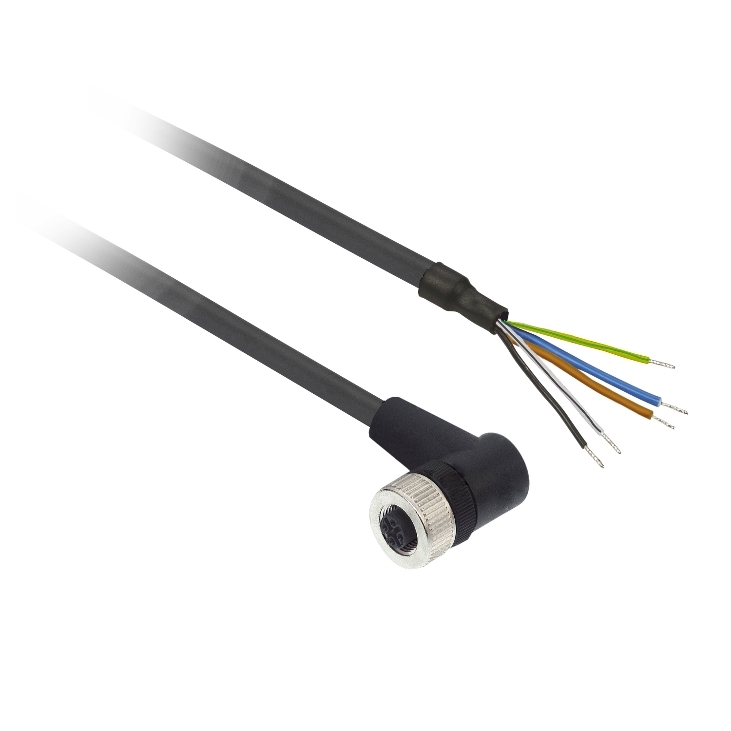 XZCP1264L2 OsiSense XZ High Performance Screw-On Pre-Wired Connector, 60 V AC/75 V DC, 5-Pin M12 Jack End Connection, 2 m L, 0.34 sq-mm Conductor, PUR