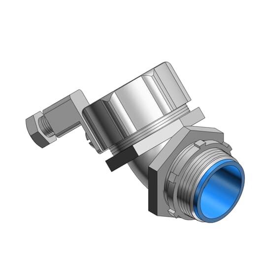 5343GR T&B External Bonding Insulated Grounding Connector With Revolver Lug, 3/4 in Trade, 45 deg, Malleable Iron, Chromate Coated/Electro-Zinc Plated