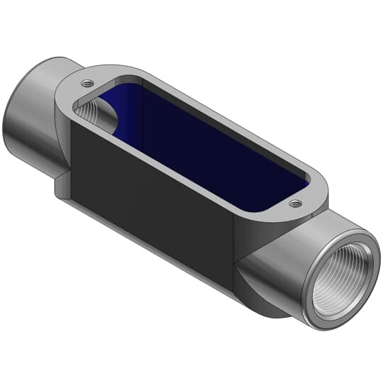 C78 T&B BlueKote Type C Feed-Through Conduit Body, 2-1/2 in Hub, Form 8 Form, 110 cu-in Capacity, Malleable Iron, Epoxy Powder Coated/Zinc Plated