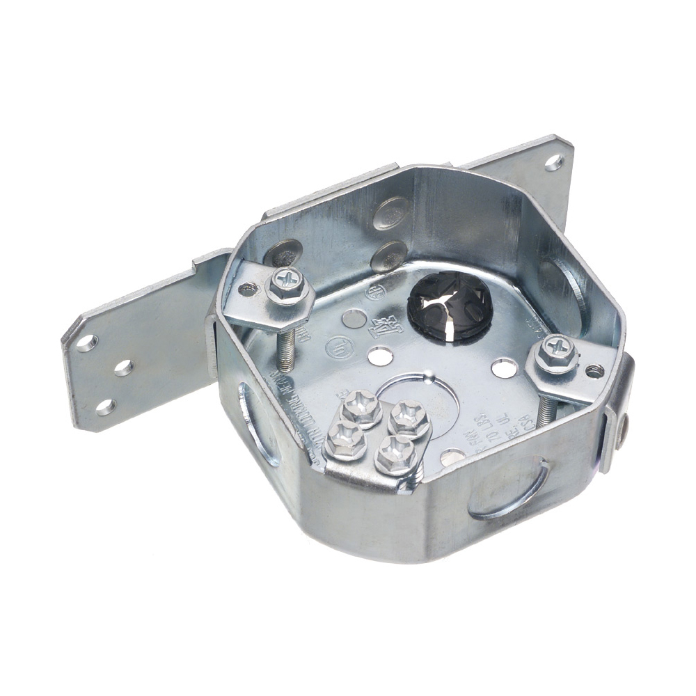 FBS420S Fan/Fixture Mounting Box With Knockout, Steel, 20 cu-in Capacity, 4 Knockouts, 6 in L x 4-1/4 in W x 2-1/2 in H