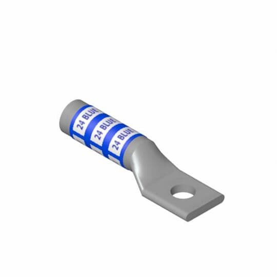 54930BE Color-Keyed 54900 1-Hole Non-Insulated Compression Lug, 8 AWG Copper/Stranded Conductor, Die Code: 21, 1/4 in Stud, Copper