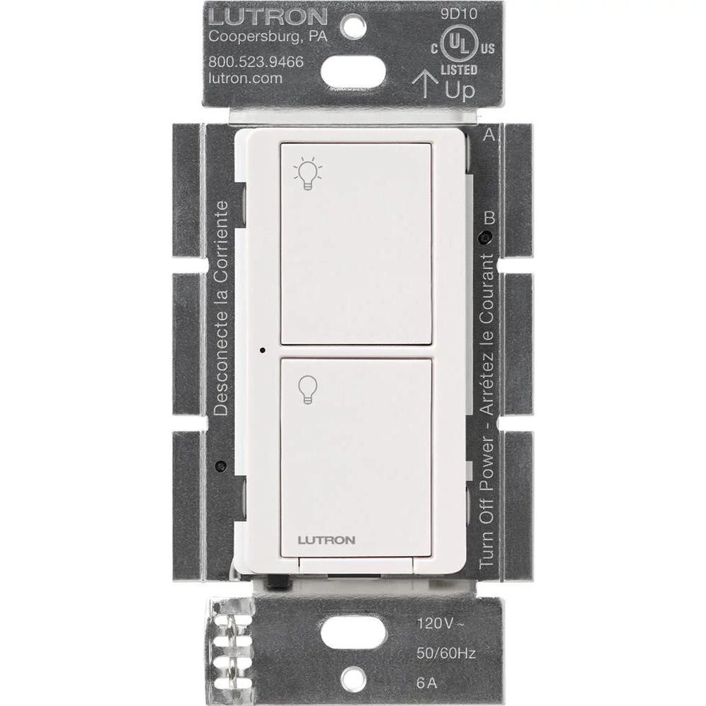 PD-6ANS-WH Caseta Original Smart Switch, 6 Amp Light or 3.6 Amp Fan, Neutral Required, 120V, White