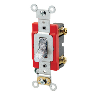 1221-LHC Illuminated-OFF Self-Grounding Toggle Switch, 120 V AC, 20 A, 1 hp Power Rating