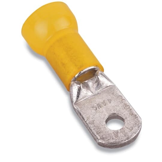 RF4-516 Sta-Kon RF Series Insulated Ring Terminal, 4 AWG Conductor, 1.84 in L, Brazed/Overlapped Seam Barrel, Copper, Yellow