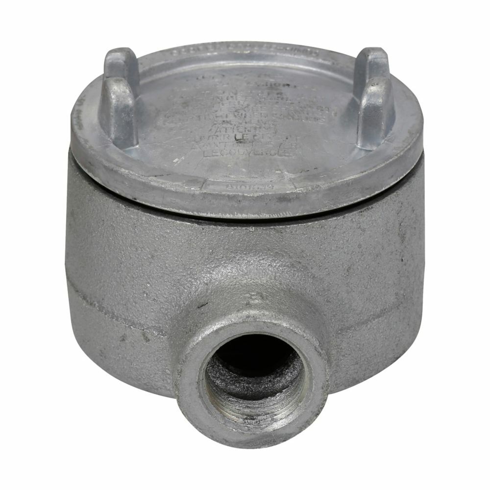 GUAB36 Condulet Type CB Shape B Conduit Outlet Box With Cover, 1 in, 3 in Cover Opening, 15.5 cu-in Capacity, Aluminum Acrylic Painted/Electro-Galvanized