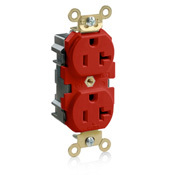 M5362-R Duplex Extra Heavy Duty Wide Body Straight Blade Receptacle, 125 V AC, 20 A, 2 Poles, 3 Wires, Red