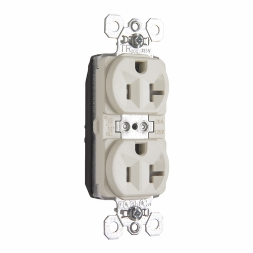 PTTR5362LA PlugTail 20 Amp 125V Spec-Grade Duplex Receptacle, Light Almond