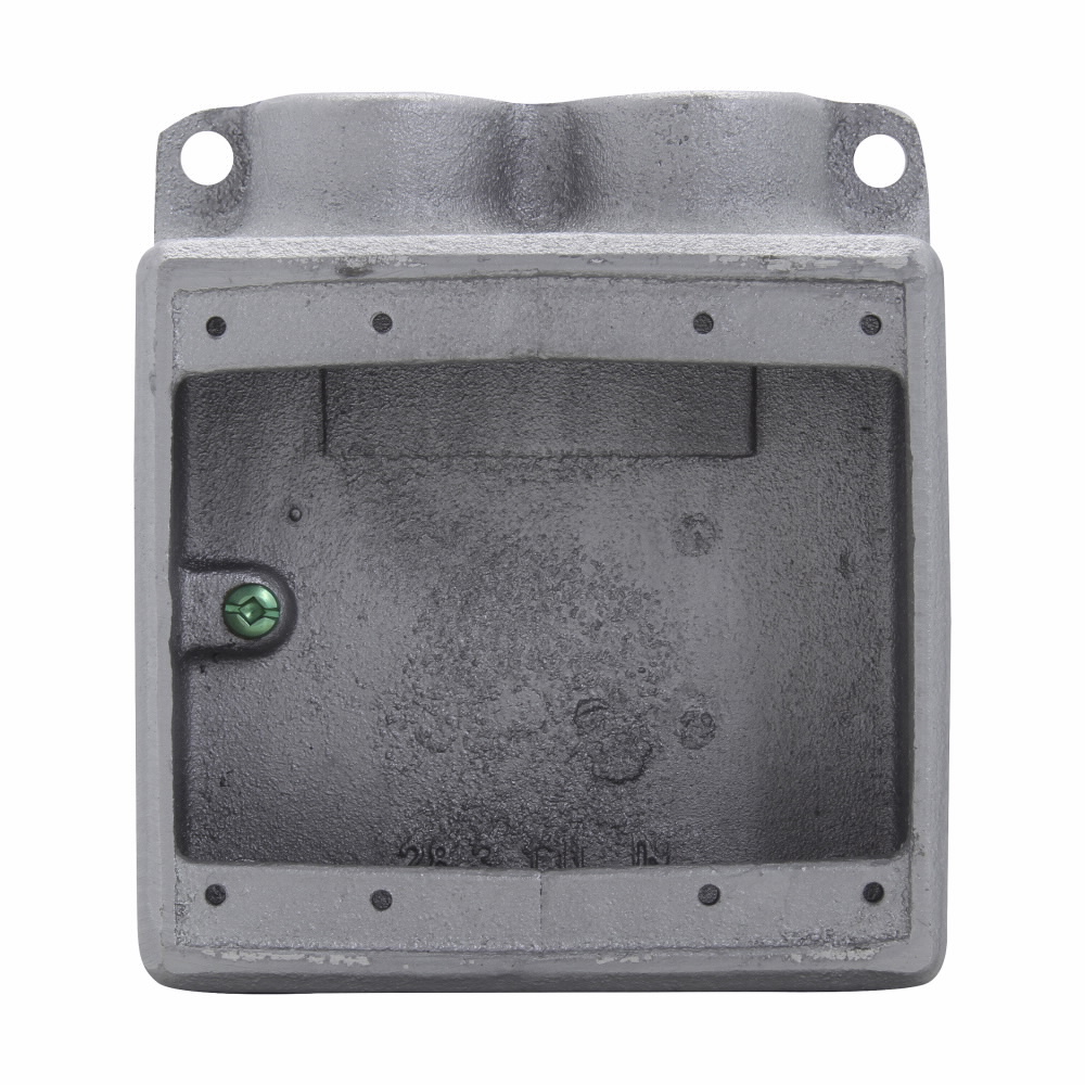 FSS222 Condulet Type FSS Shallow Device Box, Feraloy Iron Alloy, 2 Gangs, 2 Outlets, 1 Knockout, 4-5/8 in W x 1-7/8 in D x 5-3/16 in H