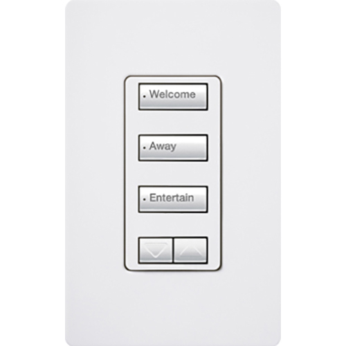 RRD-W3BSRL-WH seeTouch LED+ Wall Keypad for RA3 Systems, 3-Button Spaced with Raise/Lower, Neutral Required, 120V, White