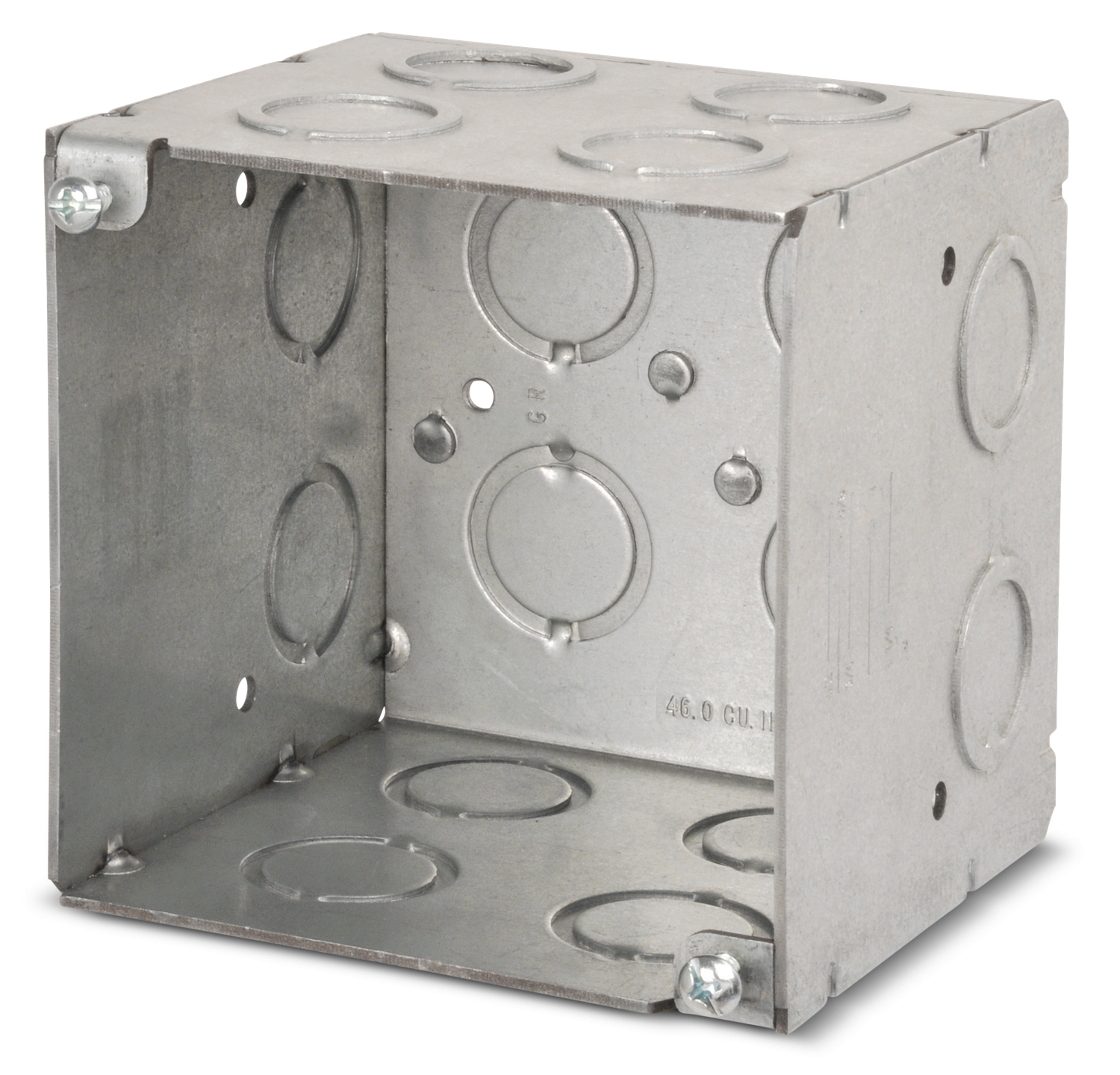 521911234 Steel City Specialty Outlet Box, Steel, 46 cu-in Capacity, (1) Outlets, (16) Knockouts, 4 in H x 4 in W x 3-1/2 in D