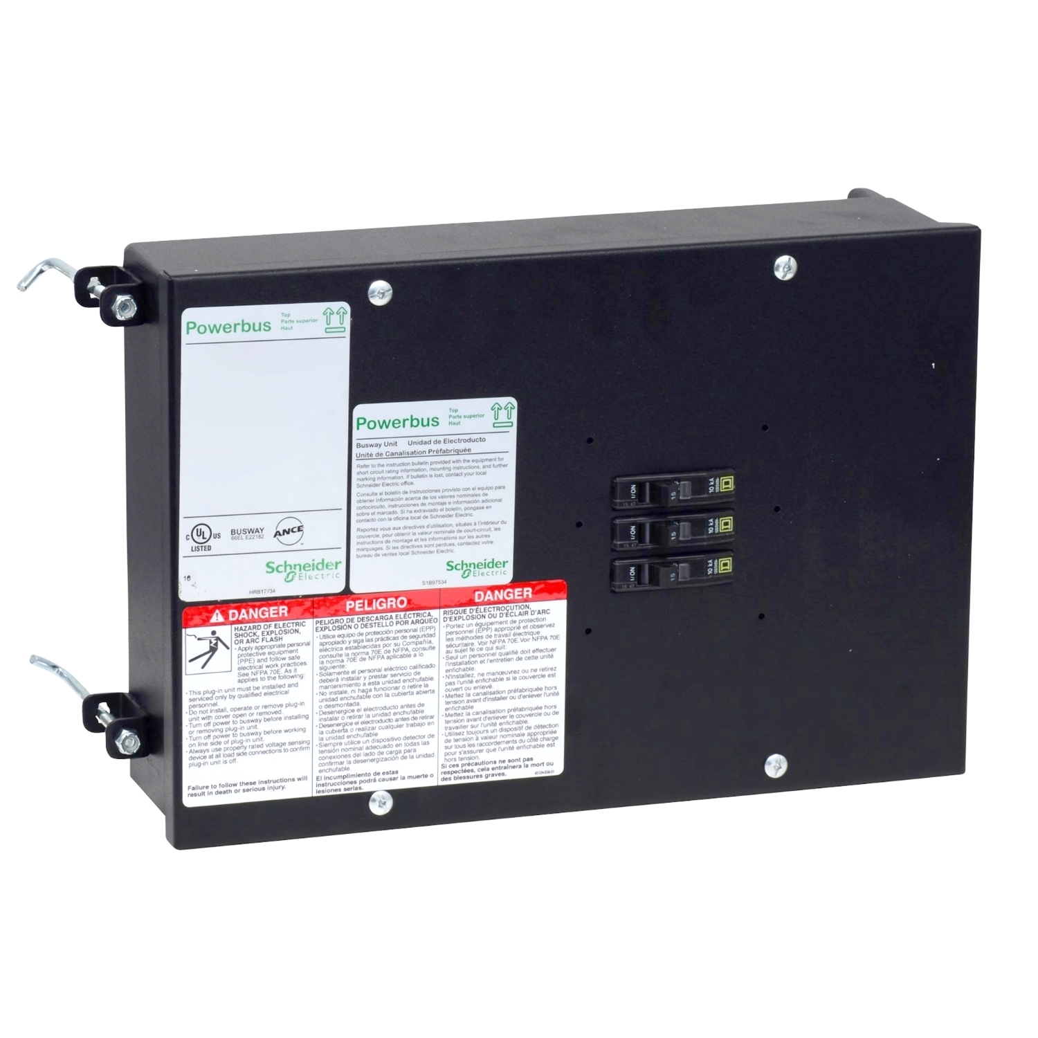 PBPQO4A100 Powerbus 3-Phase Busway Plug-In Unit Enclosure, 10 in H x 14.74 in W x 3-3/4 in D, NEMA 1 NEMA Rating