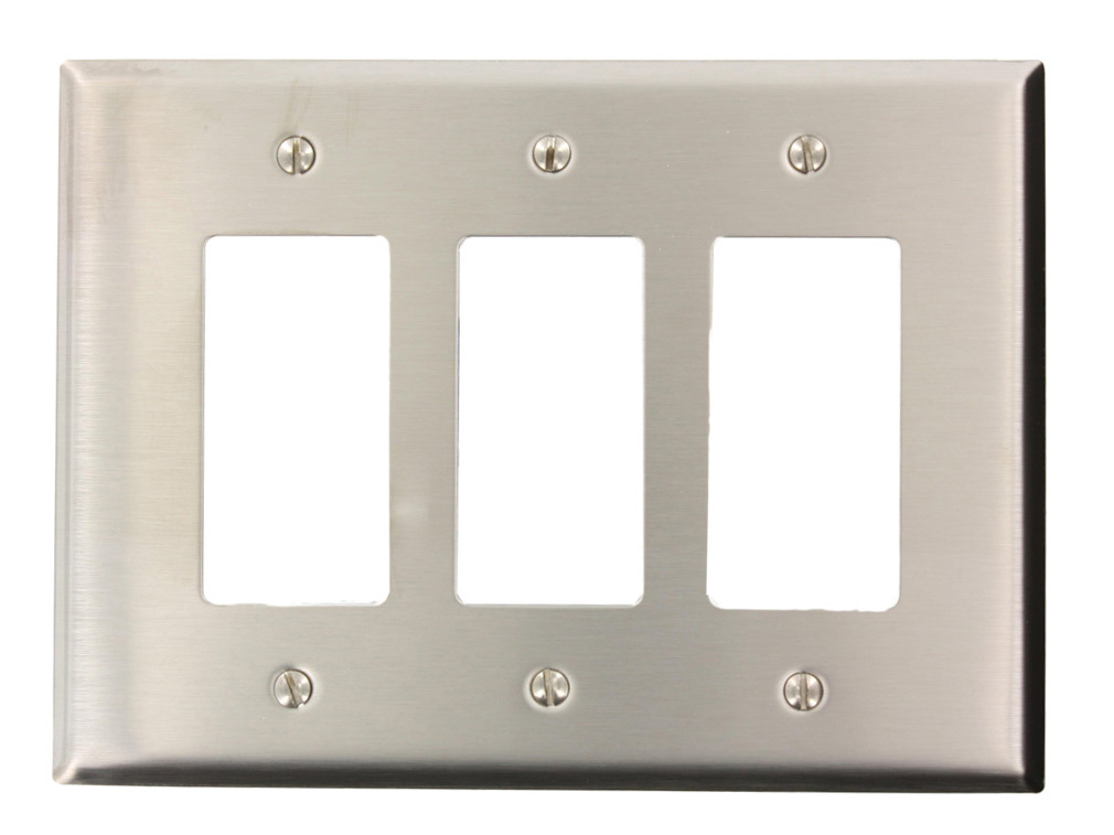 SO263 Oversized GFCI Wall Plate, 3 Gangs, 302 Stainless Steel