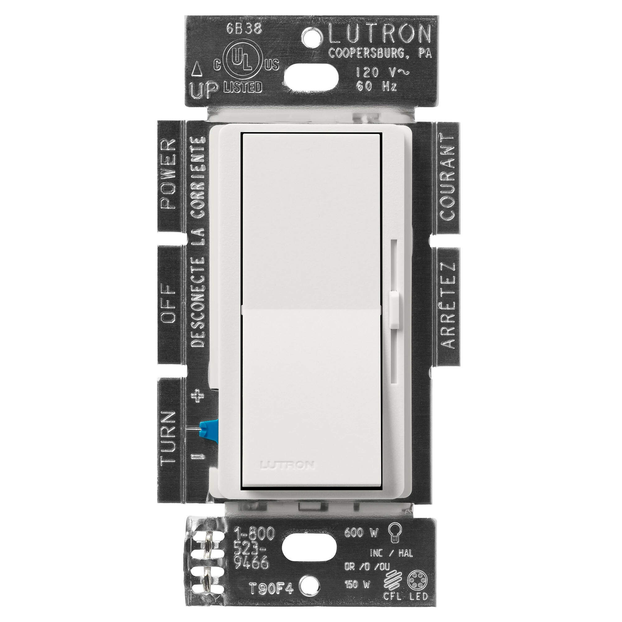 DVSCCL-153P-LG Diva LED+ Dimmer Switch, No Neutral Required, 150W LED, 1 Pole/3-Way, 120V, Lunar Gray