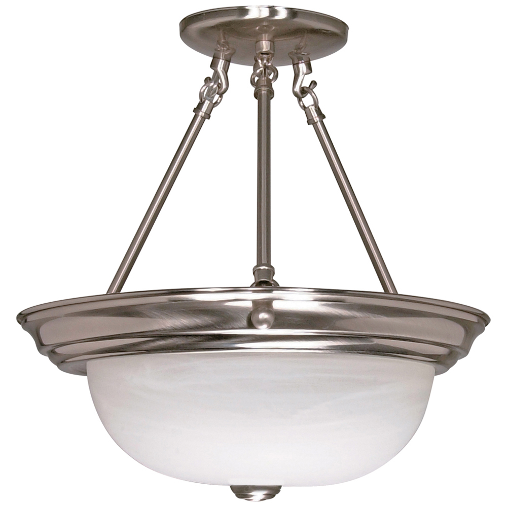 60-202 Transitional Semi-Flush Mount Light, (3) A19 Lamp, 120 V AC, Brushed Nickel Housing