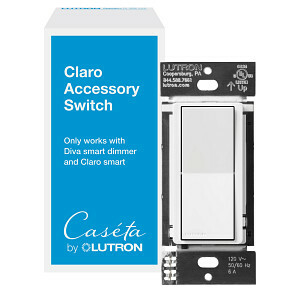 DVRF-AS-WH Claro Smart Accessory Switch for Diva Smart Dimmer Switch/Claro Smart Switch, Multi-Location On/Off, White