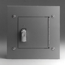 utility enclosures, 10" height, 4" length, 10" width, NEMA 1, Hinged cover, TCF cabinet, Flush mounted, Small single door, Thru holes, Carbon steel