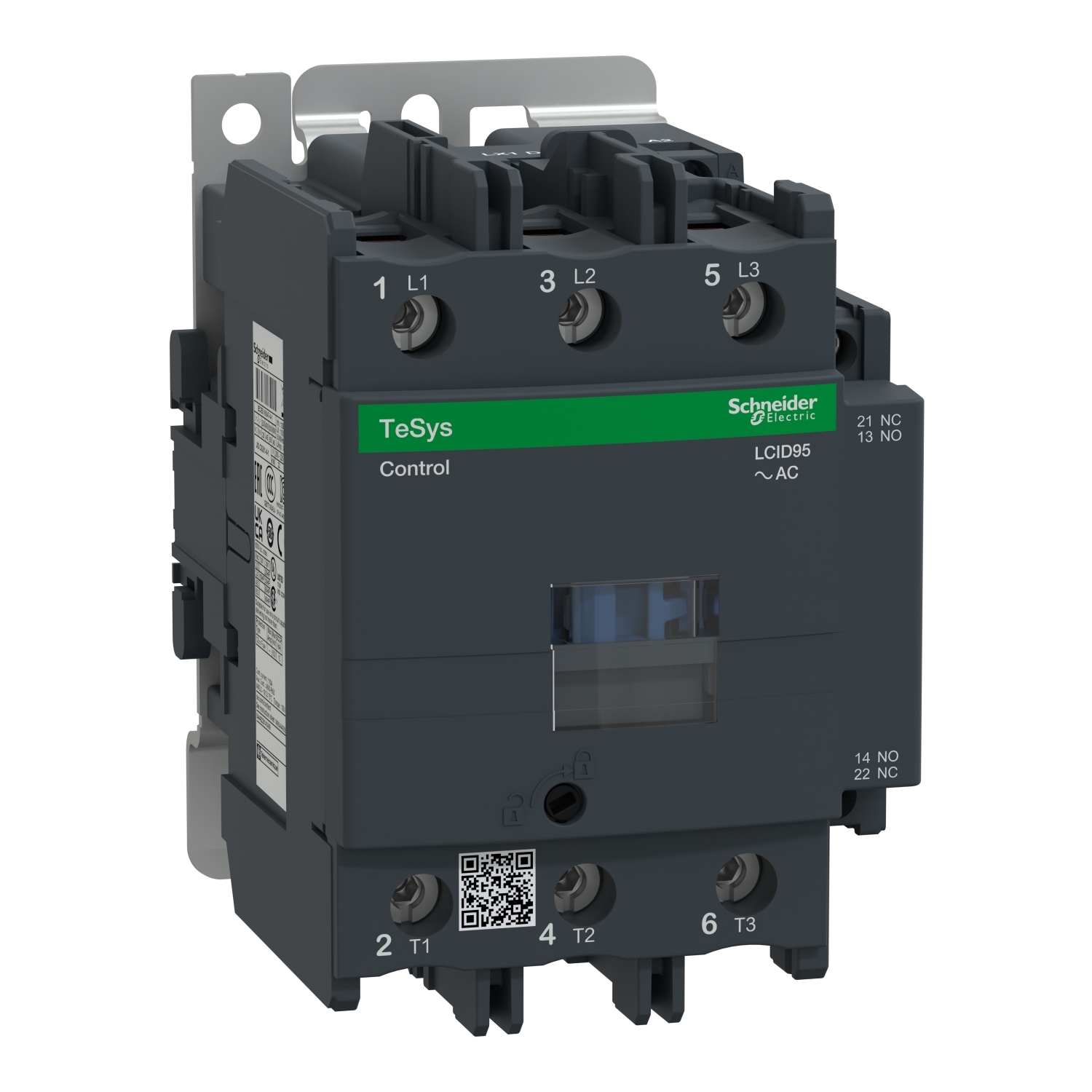 LC1D95M7 TeSys D LC1D Non-Reversing IEC Contactor With Safety Cover, 220 V AC V Coil, 95/125 A, 3NO Contact, 3 Poles