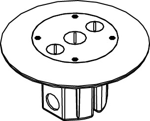 861FFTCBK Furniture Feed Raised Floor Box Assembly, Die Cast Aluminum, 18 cu-in Capacity, 3 Knockouts