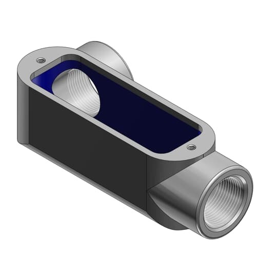 LL38 T&B BlueKote Type LL Conduit Body, 1 in Hub, Form 8 Form, 13 cu-in Capacity, Iron, Epoxy Powder Coated/Zinc Plated