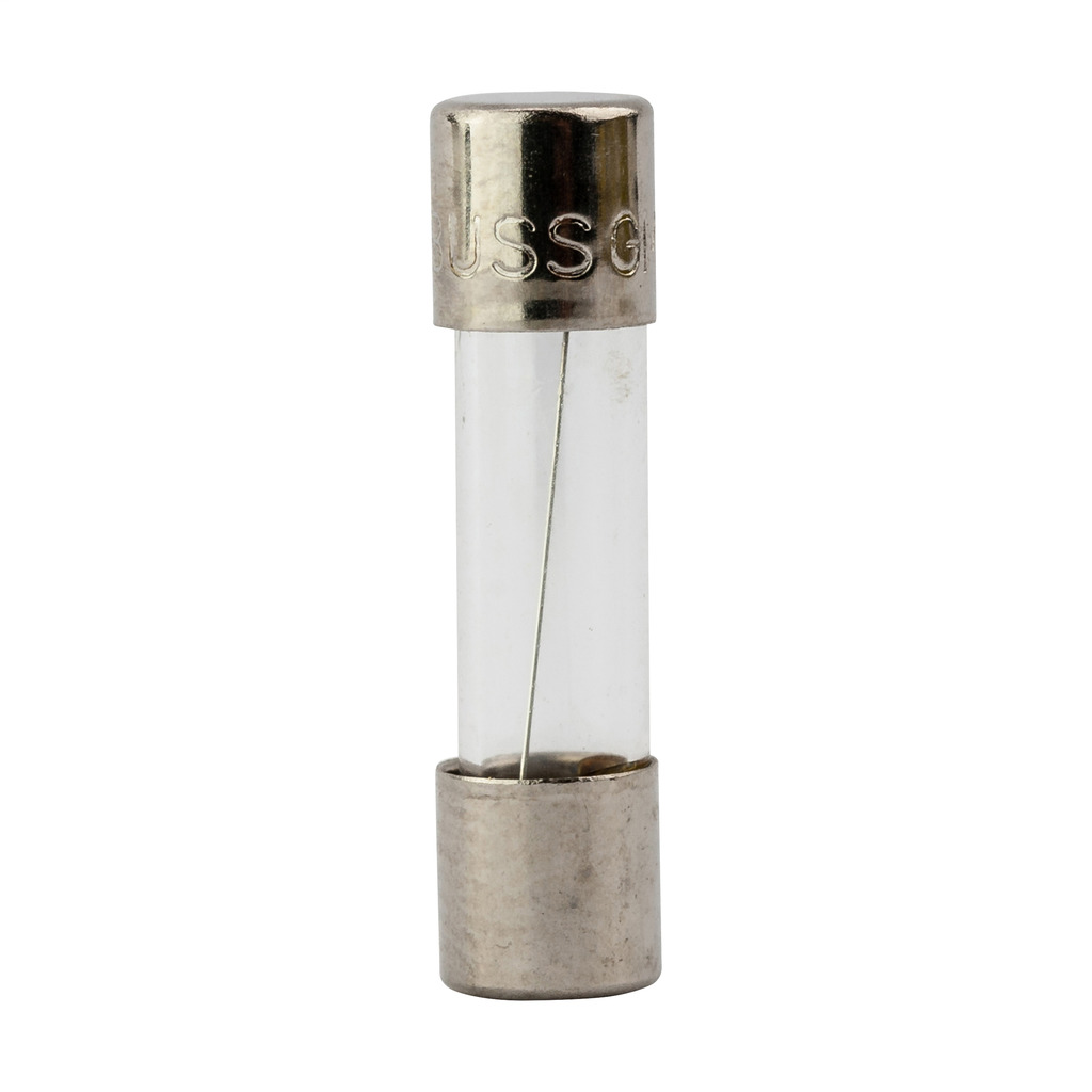 BK/GMA-500-R Low Breaking Small Dimension Fast Acting Fuse With Nickel Plated Brass End Caps, 500 mA, 250 V AC, 35 A, 10 kA Interrupt, Cylindrical Body