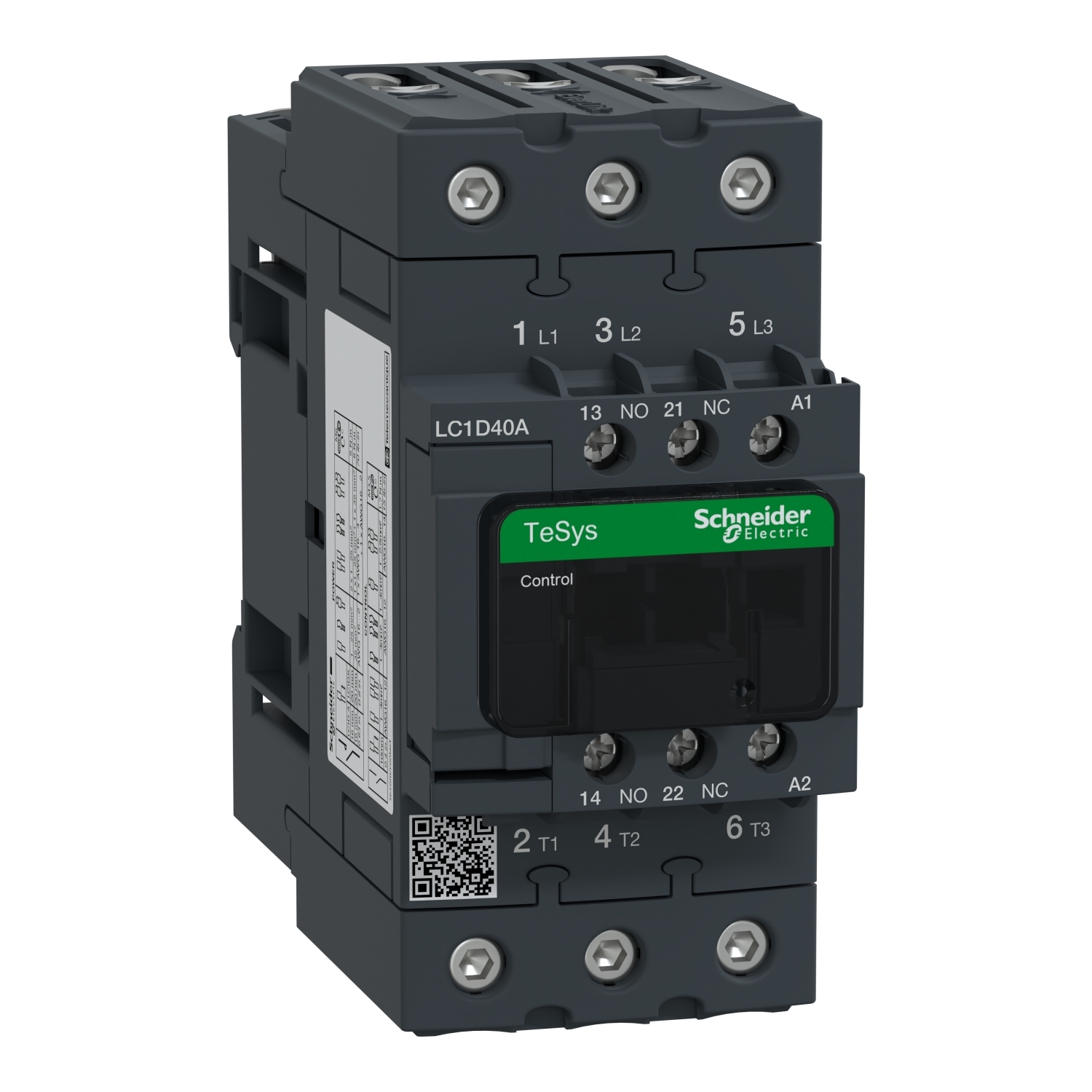 LC1D40AG7 LC1D D-Line Standard IEC Contactor, 120/690 V DC, 300 V DC V Coil, 40/60 A, 3NO Contact, 3 Poles