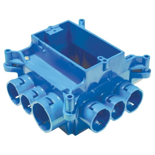 A863SG Carlon Non-Metallic Square Mud Box With 1-Gang Ring, (4) 1/2 in, (6) 3/4 in, (2) 1 in, 1 Gang, 37.3 cu-in, Polycarbonate