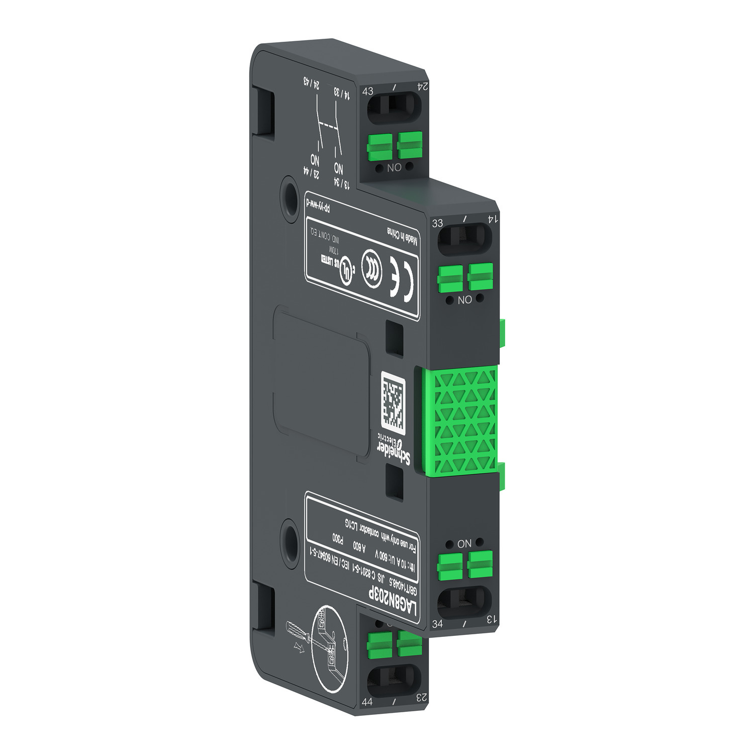 LAG8N203P LAG Instantaneous Block, 500 V AC, 10 A, 2NO Contacts