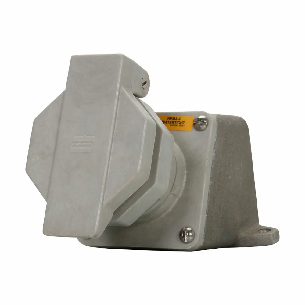 NRE3423 Arktite Heavy Duty Non-Metallic Watertight Pin and Sleeve Receptacle Assembly, 600 VAC/250 VDC, 30 A, 4 Poles, 3 Wires, Gray