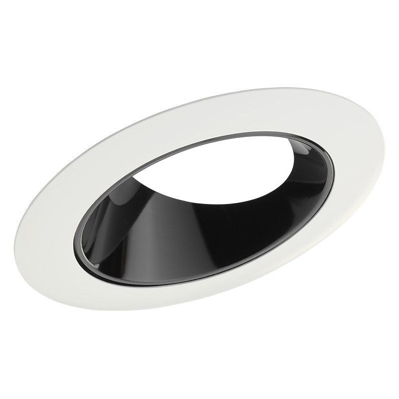 46L WWH Angle Cut Cone Round Sloped Open Standard Downlight Trim, 4 in ID x 5 in OD, LED Lamp, For Use With 4 in IC-Rated and TC 700 Lumens Internally Adjustable LED Downlight