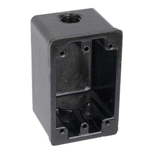 FSC-12 Carlon Non-Metallic Weatherproof Outlet Box, 16 cu-in Capacity, 1 Gangs, 2 Outlets, 1 Knockouts, 4-7/16 in L x 1-25/32 in W x 2-9/16 in D