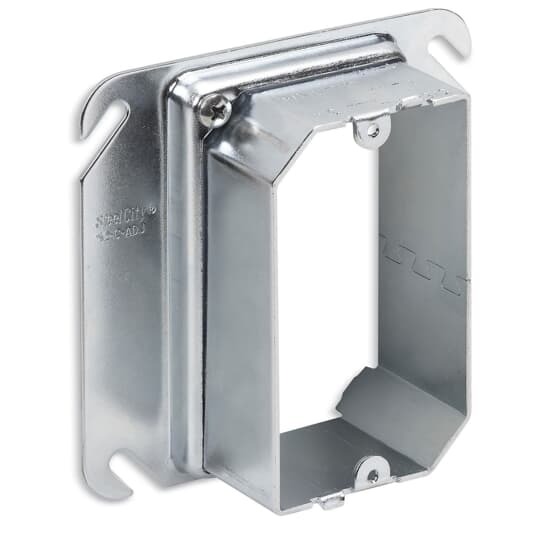 52CADJ Steel City 1-Gang Adjustable Mud Ring, 4 in L x 4 in W x 2-1/8 in D, Steel, 1/2 to 1-1/2 in Raised