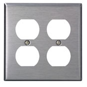 84016-40 Standard Size Traditional Wall Plate, 2 Gangs, 4.562 in W x 4.5 in H, 302 Stainless Steel