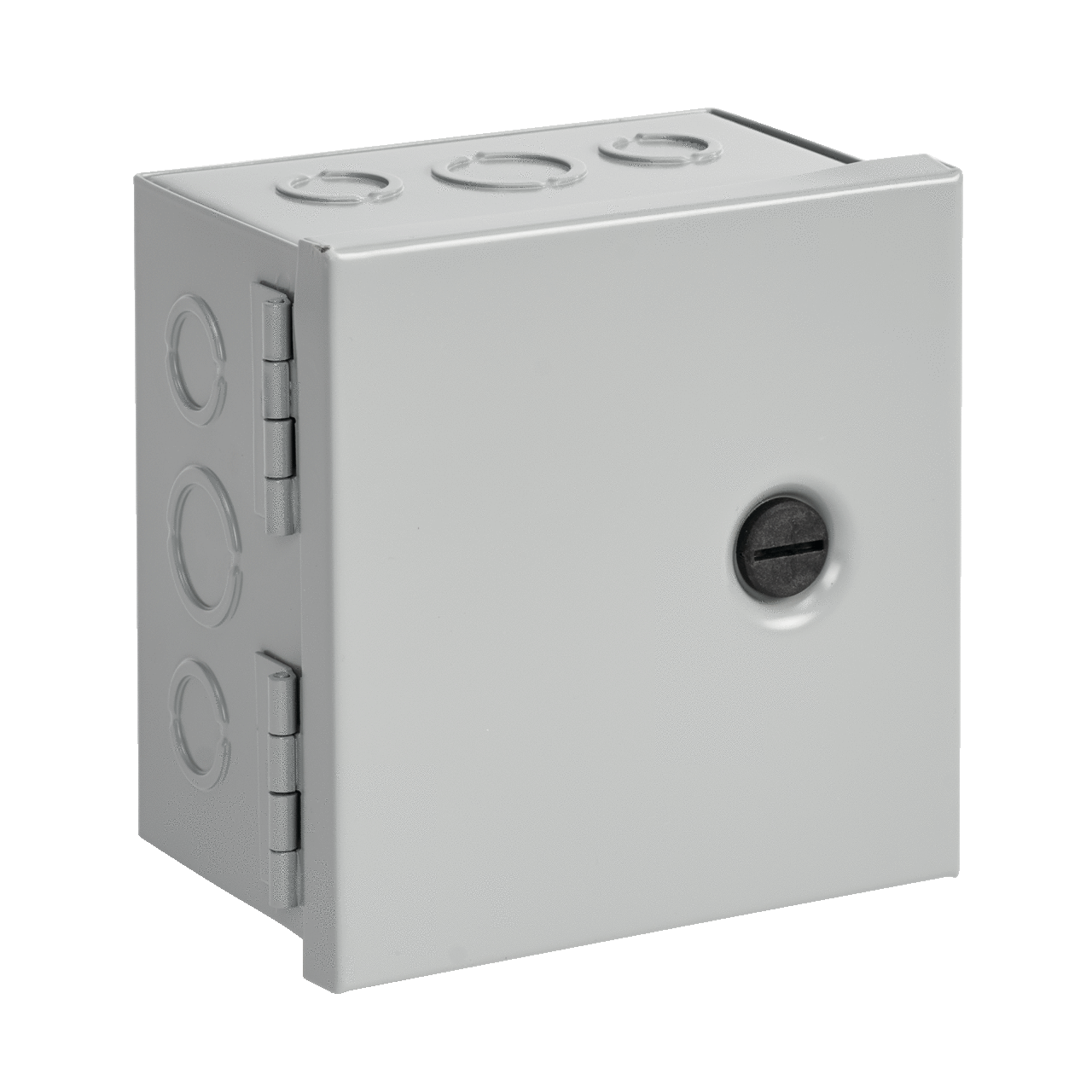 AHE12X12X4 A90HC Pull Box With Knockout, 12 in W x 4 in D x 12 in H, Butt Hinged Cover, NEMA 1/IP30, Steel