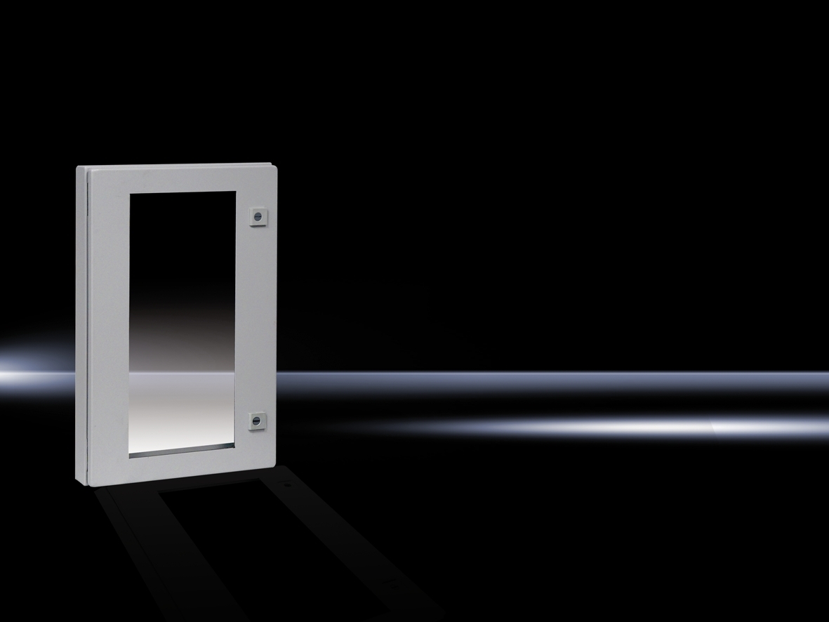 9975000 WKDH Deep Hinged Enclosure Window Kit, 7.9 in H x 4.9 in W, 220 mm H x 220 mm W Cut Out, Carbon Steel Frame/Polycarbonate Viewing Window, Light Gray, Dipcoat Primed/Powder Coated/Textured Paint