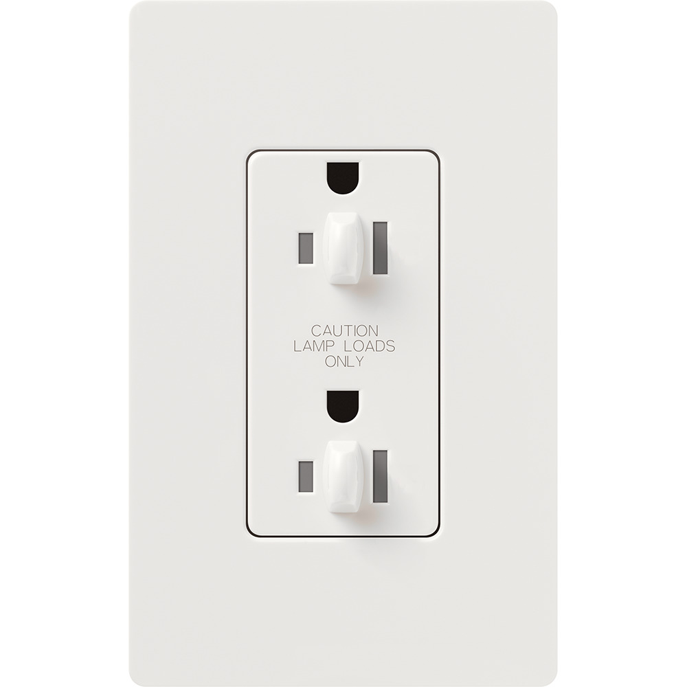 CAR-15-DDTR-WH Claro Dual Dimming Tamper-Resistant Duplex Receptacle, Decorator-Style Outlet, 15 Amp, Gloss, White