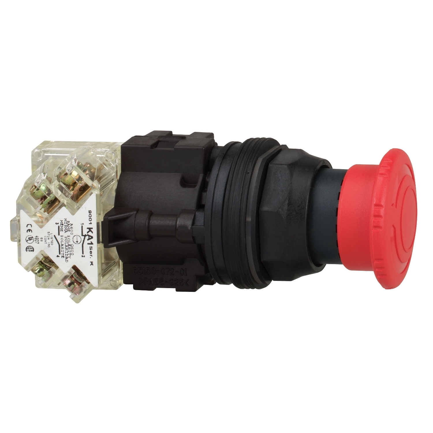 9001SKR16H13 Harmony Complete Pushbutton, 30 mm, 1NO-1NC Contact, Mushroom Head Operator, Red