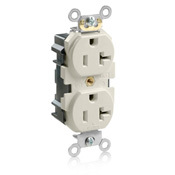 M5362-ST Lev-Lok 1-Phase Duplex Heavy Duty Straight Blade Receptacle, 125 V AC, 20 A, 2 Poles, 3 Wires, Light Almond